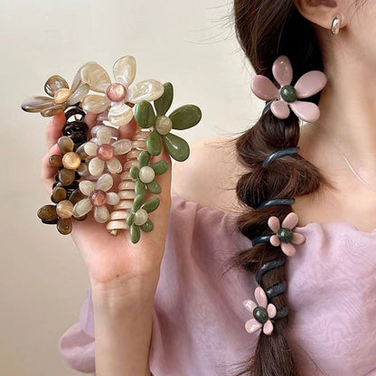 Acrylic Flower Hair Ties Women