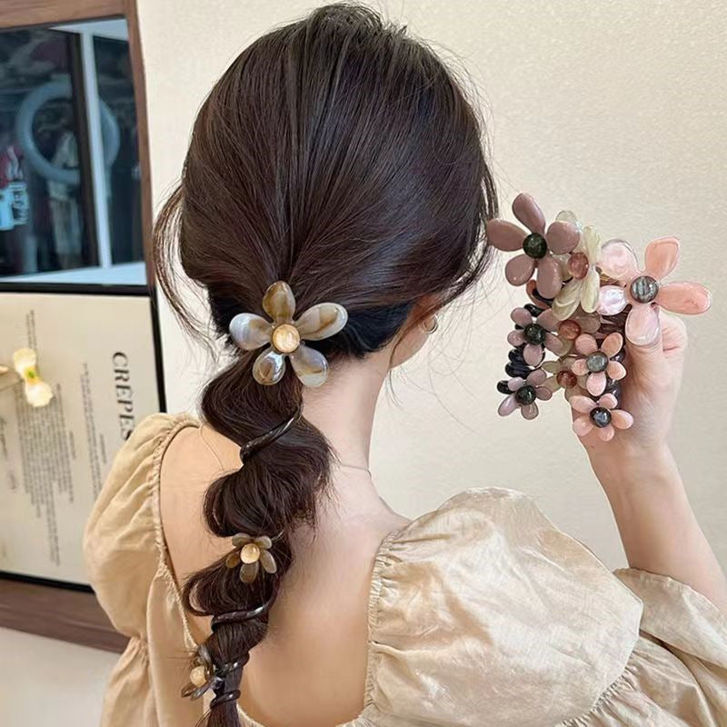Acrylic Flower Hair Ties Women