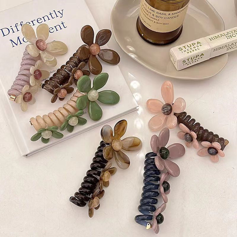 Acrylic Flower Hair Ties Women