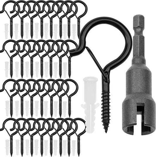 Black Screw Hooks Heavy pack of 12