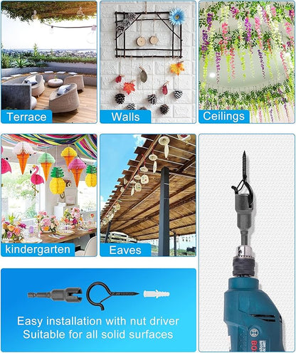 Black Screw Hooks Heavy pack of 12