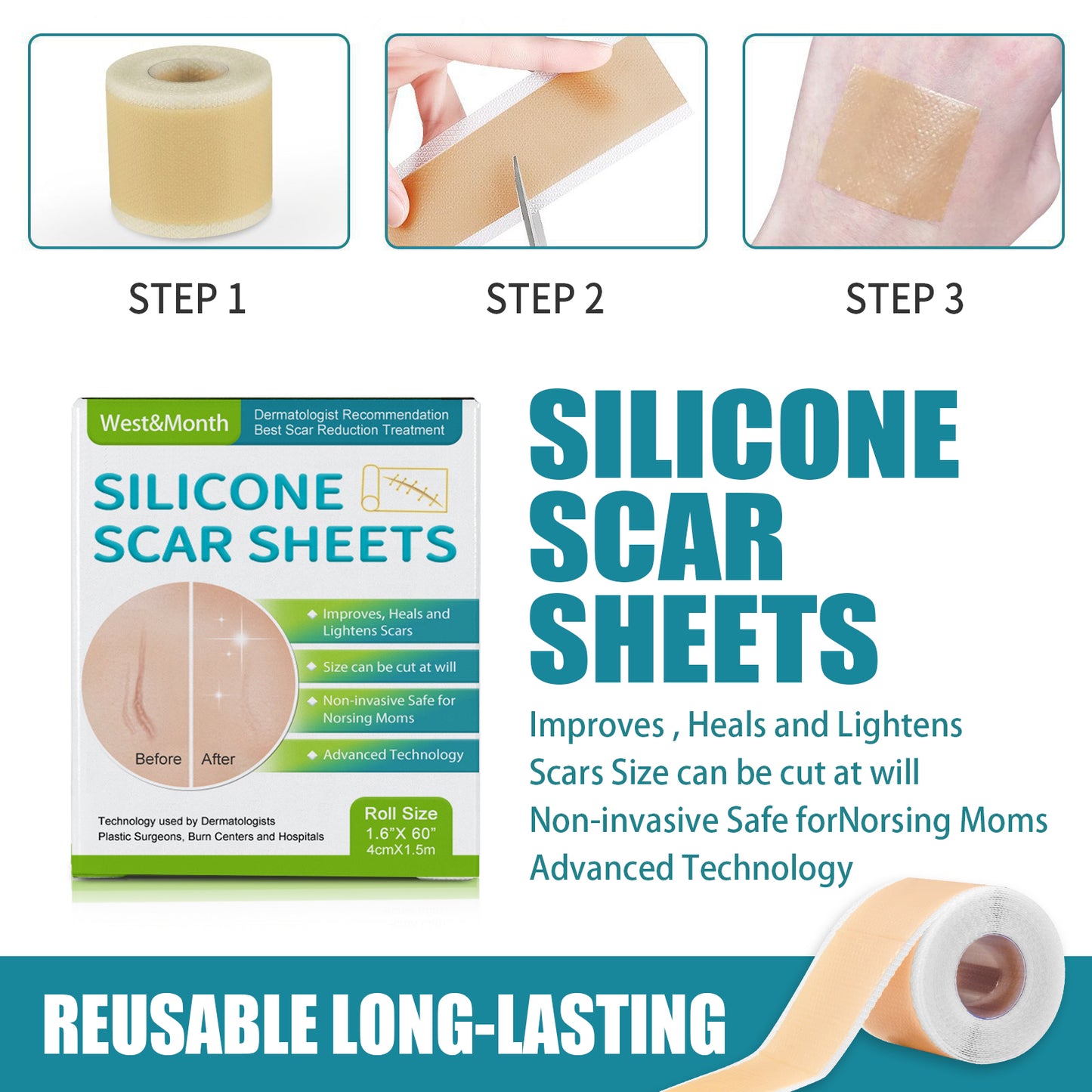Reusable Silicone Scar Sheet Gel Patch